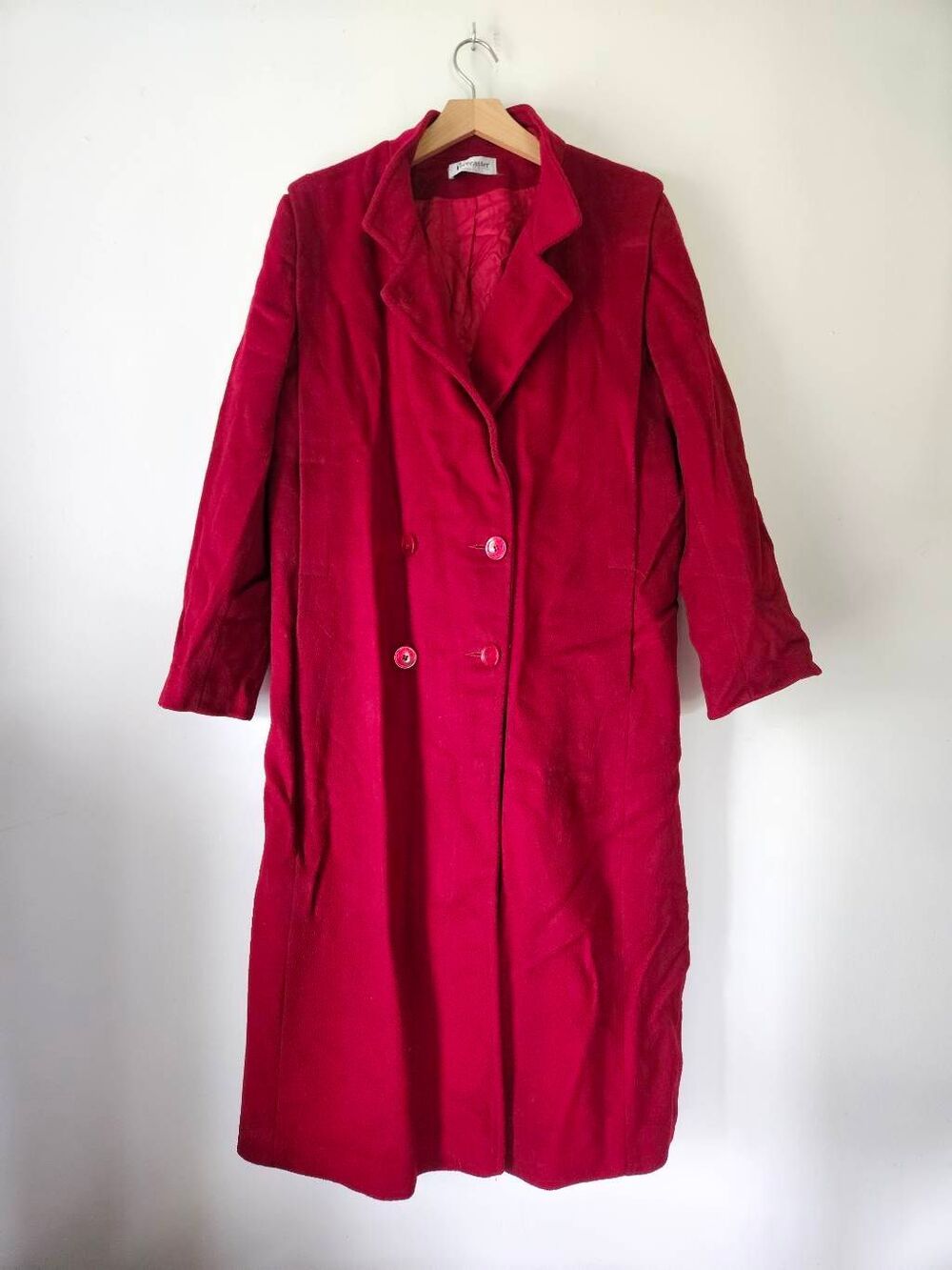 Vintage Forecaster of Boston Red Wool Long Coat Women's Size 18 USA Double Breas